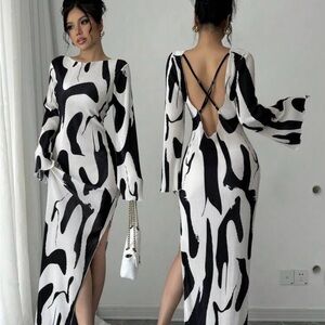Elegant Black and White Women's Dress
